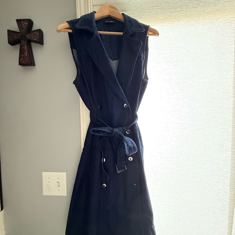 White House Black Market Navy Sleeveless Midi Dress